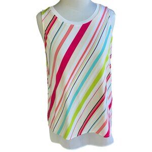 Worthington ladies lined sleeveless tunic top multi color spandex size medium